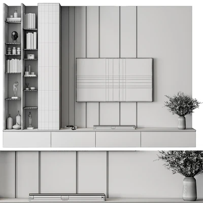 TV Wall Stone and Wood - Set 86 — View 2