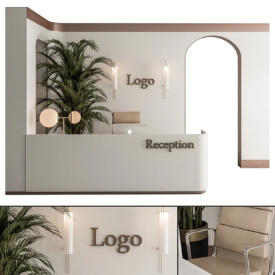 Reception Desk and Wall Decoration - Office Set 239 — Ver 1