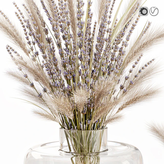 Dry flowers in glass vase with lavender — Descargar