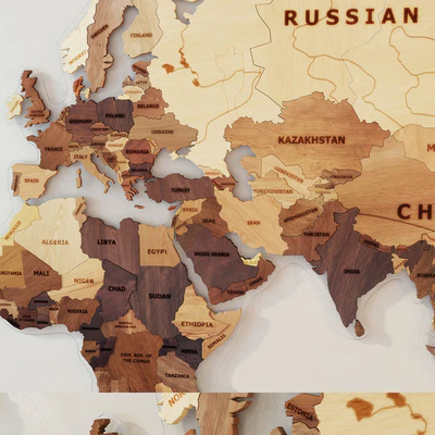 A world map made of wood. — Ver 2