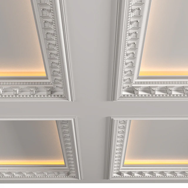 Modern coffered illuminated ceiling Art Deco style — Descargar