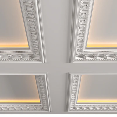 Modern coffered illuminated ceiling Art Deco style — Ver 4