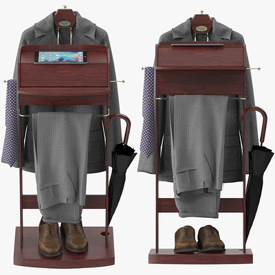 Mens Suit Brown Wooden Valet Stand — Вид 2