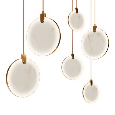 Pendant lamp in brass and marble — Вид 1