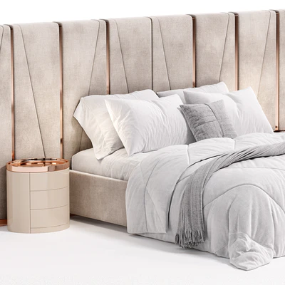 Modrest Nixa Modern White Bonded Leather & Gold Bed — Ver 2