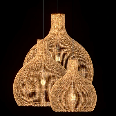 Hanging vintage rattan lamp — Ver 2