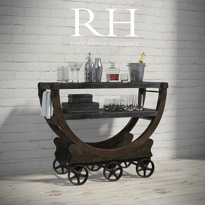 VINTAGE WALLPAPER FACTORY BAR CART — Ver 1