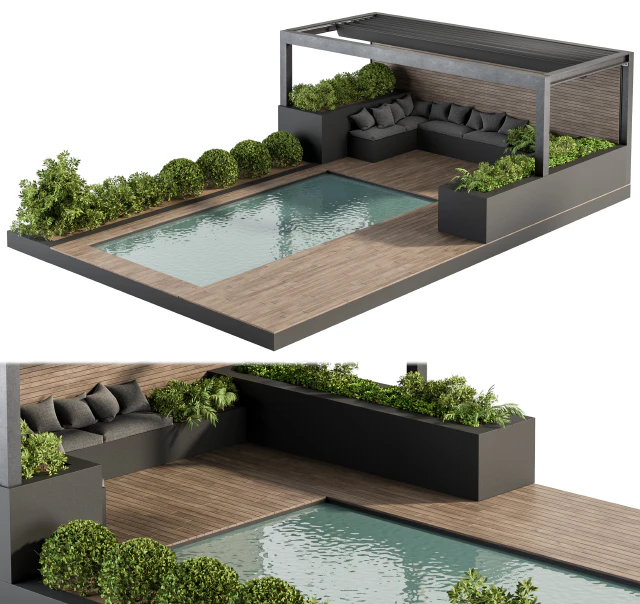 Backyard and Landscape Furniture with Pool 03 — Скачать