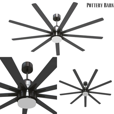 Pottery barn Odyn IndoorOutdoor Ceiling Fan Brushed Nickel With Brushed Nickel Blades — Вид 1