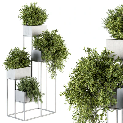 indoor Plant Set 213 - Silver Plant Stand — Ver 1