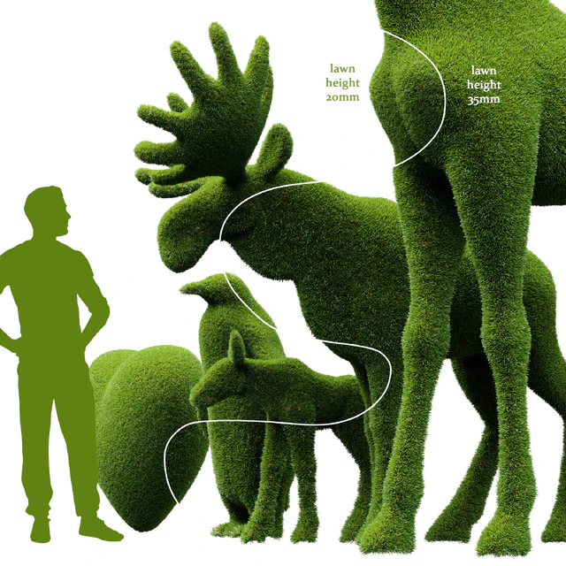 Topiary "Bacho" Giraffe Elk Calf Penguin and Heart — Descargar