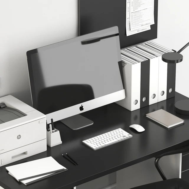 Ikea Office Workplace with Alex Table and Alefjall Chair — Скачать