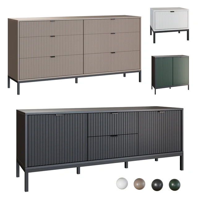 Set set of TV Stand, Bedside Table, Travis-1 Stand and Travis-2 Chest of Drawers — Descargar