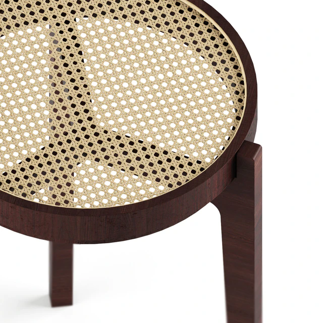 Stackable oak and rattan stool (Bar stool)- Solid wood stools — Descargar