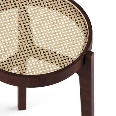 Stackable oak and rattan stool (Bar stool)- Solid wood stools — Ver 2