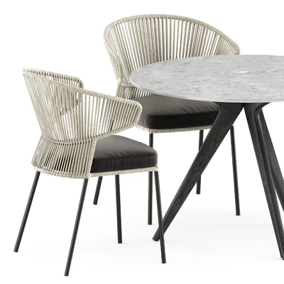 Ola 923 P-IMP and Ola 923/P chairs by Potocco and Teak nero table CF 100 by manutti — Ver 2