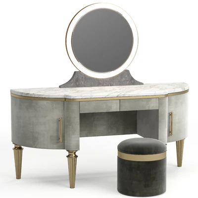 Туалетный столик DAME By Longhi, дизайн Giuseppe Iasparra с Пуфом Loft concept Golden Belt — Вид 1