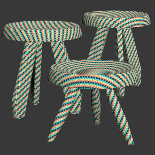 Tabouret Meribel by CASSINA / Round wooden stools — Descargar