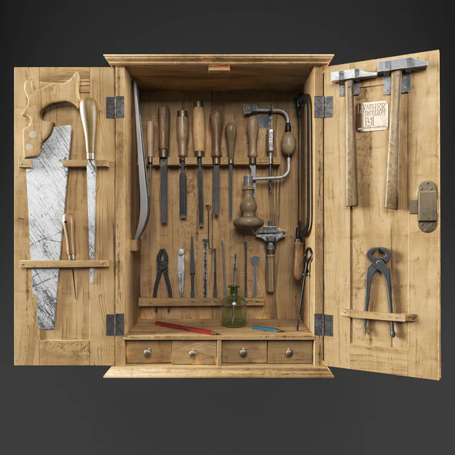 Cabinet with carpenter tools/Шкаф с инструментами плотника — Скачать