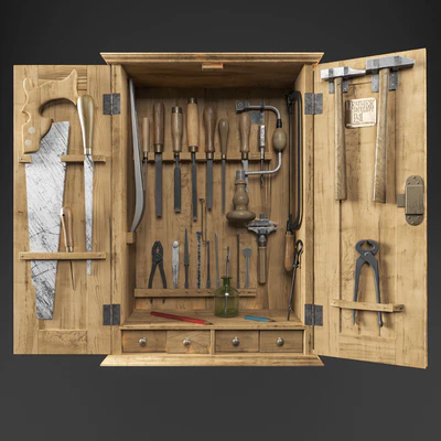 Cabinet with carpenter tools/Шкаф с инструментами плотника — Вид 1