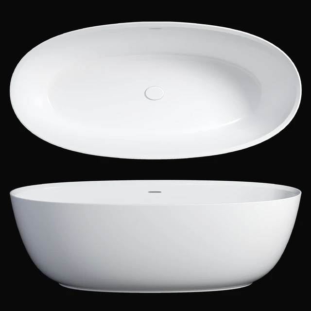 Arezzo 1700 x 800 Matt White Solid Stone Modern Double Ended Bath — Download