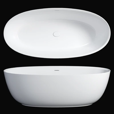 Arezzo 1700 x 800 Matt White Solid Stone Modern Double Ended Bath — View 1