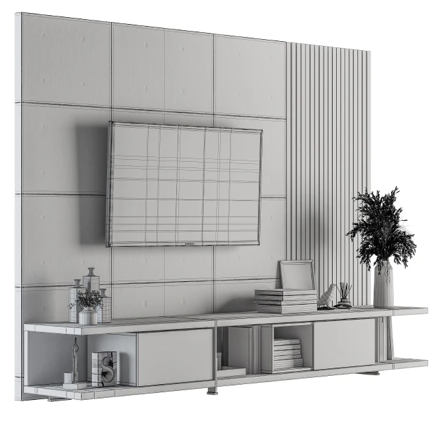 TV Wall Black Concrete and Wood - Set 10 — Descargar