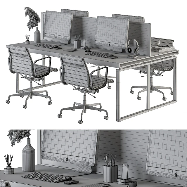 Office Furniture - employee Set 19 — Скачать