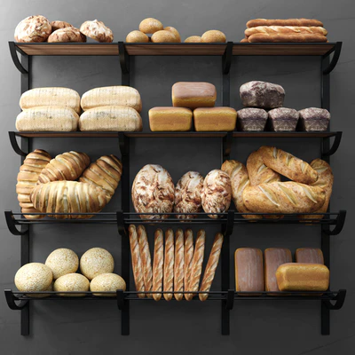 Rack with pastries in the bakery 5. Bread — Ver 1