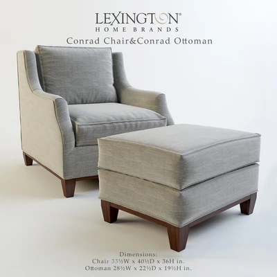 Lexington Conrad Chair &amp; Conrad Ottoman — View 1