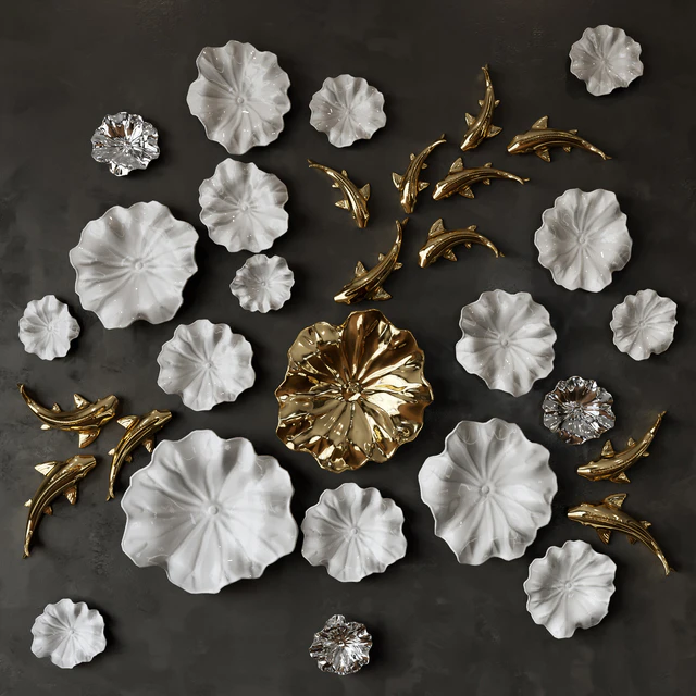 Ceramic Panno Fish in Lilies / Decorative ceramic fish in lilies — Descargar