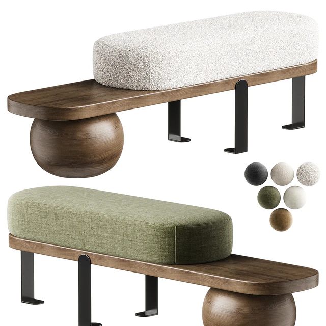 Solid Color Modern Upholstered Entryway Bench with White Cushion — Скачать