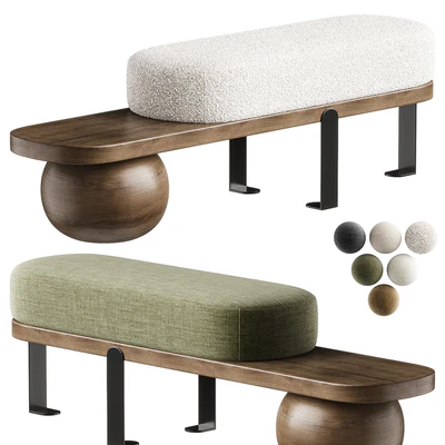 Solid Color Modern Upholstered Entryway Bench with White Cushion — Вид 1
