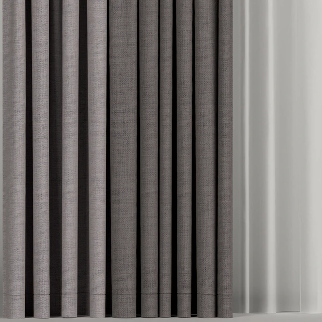 Wide brown curtains with tulle. — Descargar