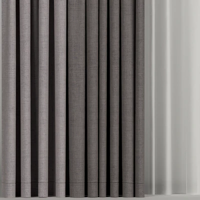 Wide brown curtains with tulle. — Ver 2