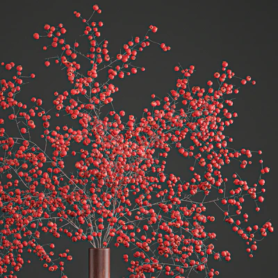 Bouquet 97. Branches, berries. Branches, berries, vase, natural decor, red — Ver 2