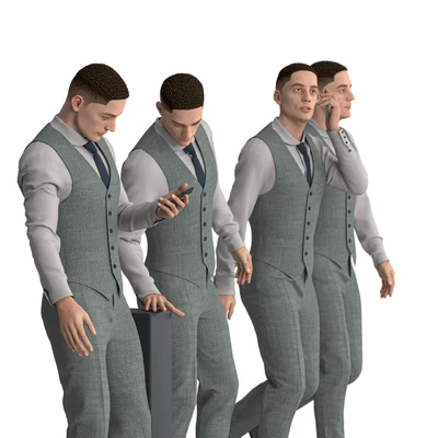 Office Man with coat vest in 04 poses — Вид 2