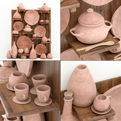 Dishes clat rack n10 / Стеллаж посуды из глины — Вид 2
