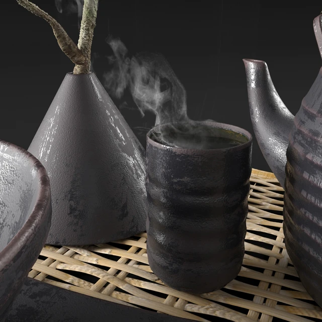 Eastern tableware with flowers — Descargar