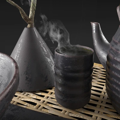 Eastern tableware with flowers — Ver 2