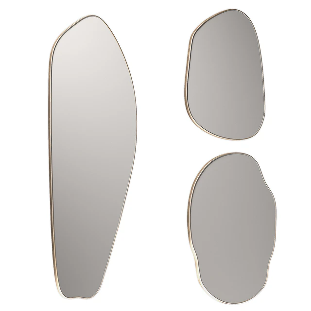 Rose Brassy Silva mirrors by Ethnikliving. Wavy curved organic mirror set. — Скачать