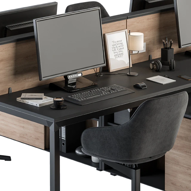 Office Furniture - employee Set Wood and Black 37 — Descargar