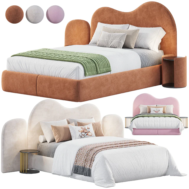 Curved Bedhead Boucle bed — Descargar