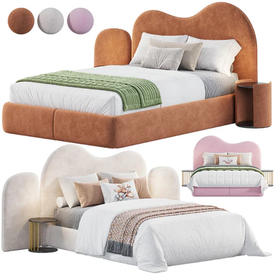 Curved Bedhead Boucle bed — Ver 1