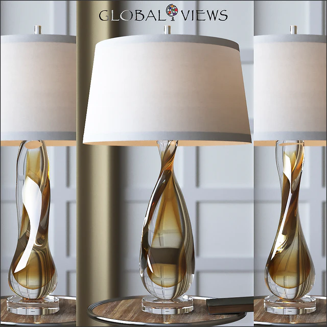 Global Views Amber Twisted Art Glass Lamp — Descargar