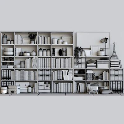 Large wardrobe with decor, accessories, figurines and vases — Ver 2