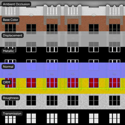 beaux arts brick facade aerial texture red — Вид 2