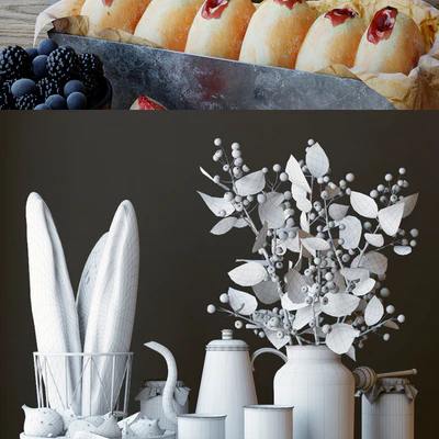 Kitchen set with bread and donuts — Ver 2