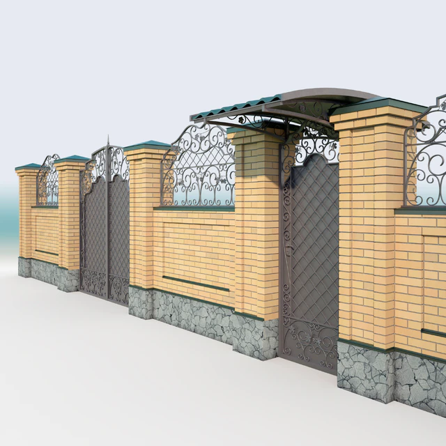 Brick fence forging gate — Скачать