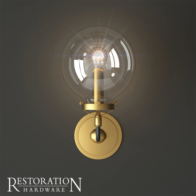 Rh bistro globe clear glass single sconce — Скачать